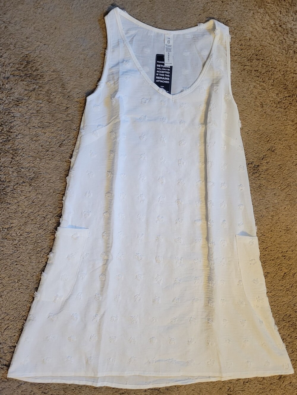 White Pom Detail Swim Cover Up With Pockets